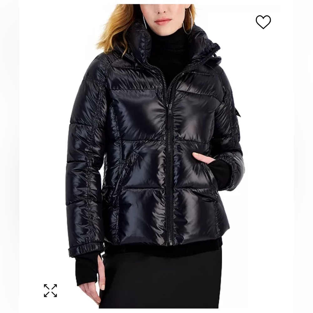 S13 Women's Kylie Hooded Thumbhole-Cuff Puffer Coat